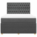 Box Spring Bed with Mattress Dark Grey Double Fabric