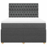Box Spring Bed with Mattress Dark Grey Double Fabric - Rear View
