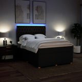 Box Spring Bed with Mattress Black Double Fabric - Top-Down View