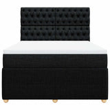 Box Spring Bed with Mattress Black Double Fabric - Rear View