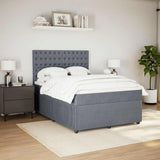 Box Spring Bed with Mattress Dark Grey Double Fabric - 45-Degree Angle