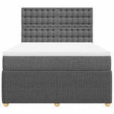 Box Spring Bed with Mattress Dark Grey Double Fabric - Rear View