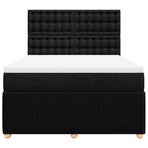 Box Spring Bed with Mattress Black Double Fabric