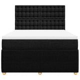 Box Spring Bed with Mattress Black Double Fabric - Rear View