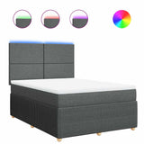 Box Spring Bed with Mattress Dark Grey Queen Fabric - Front View