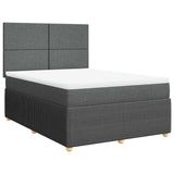 Box Spring Bed with Mattress Dark Grey Queen Fabric - Side View