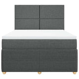 Box Spring Bed with Mattress Dark Grey Queen Fabric - Rear View