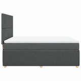 Box Spring Bed with Mattress Dark Grey Queen Fabric - Close-Up Angle