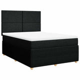Box Spring Bed with Mattress Black Queen Fabric - Side View