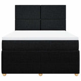 Box Spring Bed with Mattress Black Queen Fabric