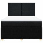 Box Spring Bed with Mattress Black Queen Fabric