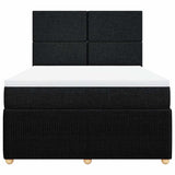 Box Spring Bed with Mattress Black Queen Fabric - Rear View