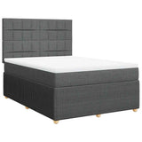 Box Spring Bed with Mattress Dark Grey Queen Fabric - Side View