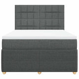 Box Spring Bed with Mattress Dark Grey Queen Fabric - Rear View