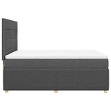Box Spring Bed with Mattress Dark Grey Queen Fabric - Close-Up Angle