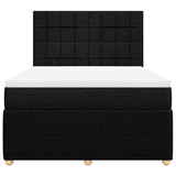 Box Spring Bed with Mattress Black Queen Fabric