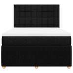 Box Spring Bed with Mattress Black Queen Fabric