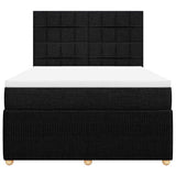 Box Spring Bed with Mattress Black Queen Fabric - Rear View