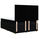 Box Spring Bed with Mattress Black Queen Fabric - Low Angle