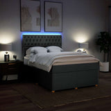 Box Spring Bed with Mattress Dark Grey Queen Fabric - Top-Down View