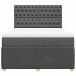 Box Spring Bed with Mattress Dark Grey Queen Fabric