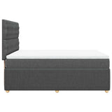 Box Spring Bed with Mattress Dark Grey Queen Fabric - Close-Up Angle