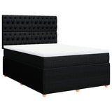 Box Spring Bed with Mattress Black Queen Fabric - Side View