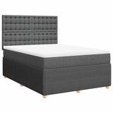 Box Spring Bed with Mattress Dark Grey Queen Fabric - Side View