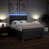 Box Spring Bed with Mattress Dark Grey Queen Fabric - Top-Down View