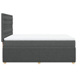 Box Spring Bed with Mattress Dark Grey Queen Fabric - Close-Up Angle