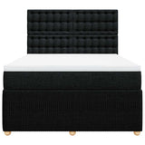 Box Spring Bed with Mattress Black Queen Fabric