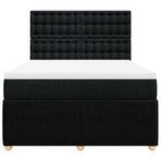 Box Spring Bed with Mattress Black Queen Fabric