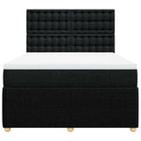 Box Spring Bed with Mattress Black Queen Fabric - Rear View