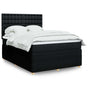 Box Spring Bed with Mattress Black Queen Fabric