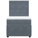 Box Spring Bed with Mattress Dark Grey King Single Velvet - Rear View