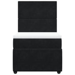 Box Spring Bed with Mattress Black King Single Velvet