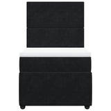Box Spring Bed with Mattress Black King Single Velvet - Rear View