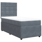 Box Spring Bed with Mattress Dark Grey King Single Velvet