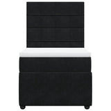 Box Spring Bed with Mattress Black King Single Velvet