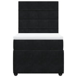Box Spring Bed with Mattress Black King Single Velvet - Rear View