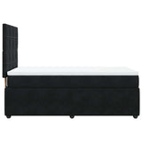 Box Spring Bed with Mattress Black King Single Velvet - Close-Up Angle