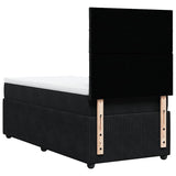 Box Spring Bed with Mattress Black King Single Velvet - Low Angle