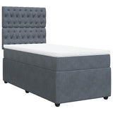 Box Spring Bed with Mattress Dark Grey King Single Velvet - Side View