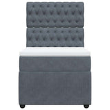 Box Spring Bed with Mattress Dark Grey King Single Velvet