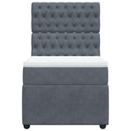 Box Spring Bed with Mattress Dark Grey King Single Velvet