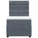 Box Spring Bed with Mattress Dark Grey King Single Velvet - Rear View