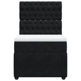 Box Spring Bed with Mattress Black King Single Velvet - Rear View