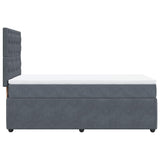 Box Spring Bed with Mattress Dark Grey King Single Velvet - Close-Up Angle