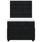 Box Spring Bed with Mattress Black King Single Velvet