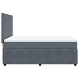 Box Spring Bed with Mattress Dark Grey Double Velvet - Close-Up Angle